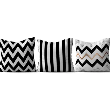 Set 3 perne decorative, HMI-KIR-108, 50% Bumbac / 50% Poliester, Multicolor imagine