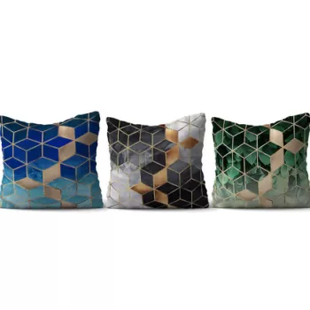 Set 3 perne decorative, HMI-KIR-109, 50% Bumbac / 50% Poliester, Multicolor imagine