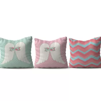 Set 3 perne decorative, HMI-KIR-110, 50% Bumbac / 50% Poliester, Multicolor imagine