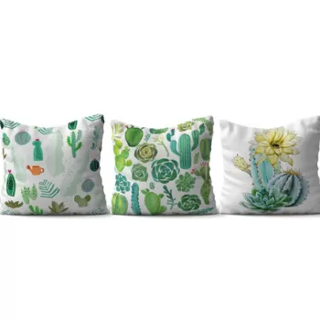 Set 3 perne decorative, HMI-KIR-112, 50% Bumbac / 50% Poliester, Multicolor imagine