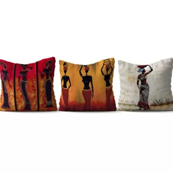 Set 3 perne decorative, HMI-KIR-113, 50% Bumbac / 50% Poliester, Multicolor imagine