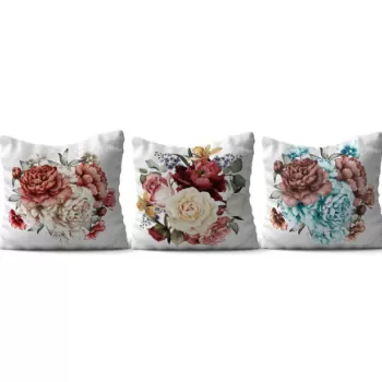 Set 3 perne decorative, HMI-KIR-114, 50% Bumbac / 50% Poliester, Multicolor imagine