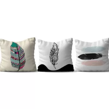 Set 3 perne decorative, HMI-KIR-115, 50% Bumbac / 50% Poliester, Multicolor imagine