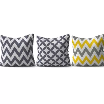 Set 3 perne decorative, HMI-KIR-117, 50% Bumbac / 50% Poliester, Multicolor imagine