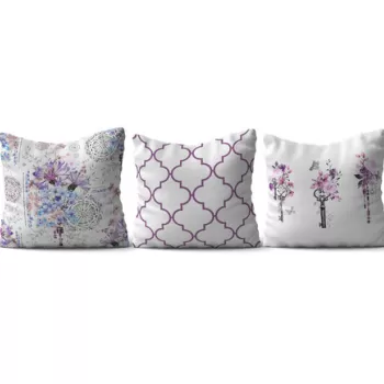 Set 3 perne decorative, HMI-KIR-118, 50% Bumbac / 50% Poliester, Multicolor imagine