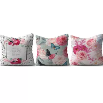 Set 3 perne decorative, HMI-KIR-119, 50% Bumbac / 50% Poliester, Multicolor imagine