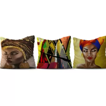 Set 3 perne decorative, HMI-KIR-120, 50% Bumbac / 50% Poliester, Multicolor imagine