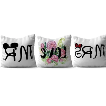 Set 3 perne decorative, HMI-KIR-123, 50% Bumbac / 50% Poliester, Multicolor imagine