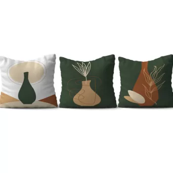 Set 3 perne decorative, HMI-KIR-127, 50% Bumbac / 50% Poliester, Multicolor imagine