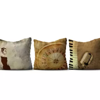 Set 3 perne decorative, HMI-KIR-97, 50% Bumbac / 50% Poliester, Multicolor imagine