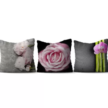 Set 3 perne decorative, HMI-KIR-99, 50% Bumbac / 50% Poliester, Multicolor imagine