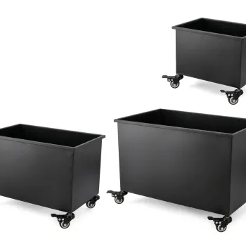 Set 3 suporturi de ghivece pentru exterior Haik, Bizzotto, 52x32x37 cm, otel laminat la rece, negru imagine