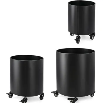 Set 3 suporturi de ghivece pentru exterior Haik, Bizzotto, D35x42 cm, otel laminat la rece, negru imagine
