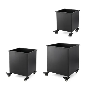 Set 3 suporturi de ghivece pentru exterior Square, Bizzotto, 35x35x42 cm, otel laminat la rece, negru imagine