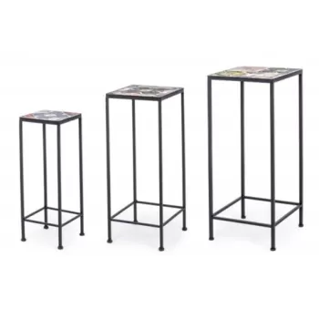 Set 3 suporturi pentru ghivece Paloma Square, Bizzotto, 28 x 28 x 68 cm, otel/ceramica imagine