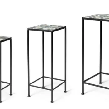 Set 3 suporturi pentru ghivece Positano, Bizzotto, 28 x 28 x 68 cm, otel/ceramica imagine