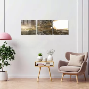 Set 3 tablouri decorative, 1303, Sticla temperata, 40 x 40 cm, 3 piese, Multicolor imagine