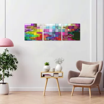 Set 3 tablouri decorative, 1404, Sticla temperata, 40 x 40 cm, 3 piese, Multicolor imagine