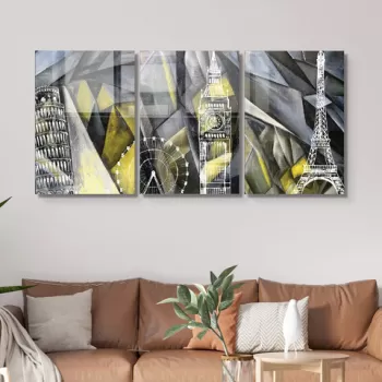 Set 3 tablouri decorative, 1996, Sticla temperata, Grosime: 4 mm, Multicolor imagine