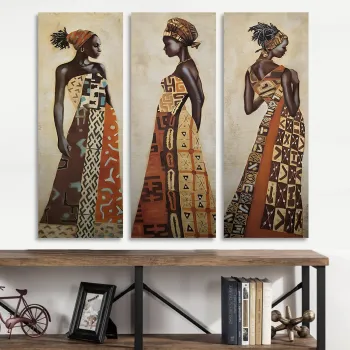 Set 3 tablouri decorative, 3KNV4584_3090 (90 x 80), Canvas imprimat, Multicolor imagine