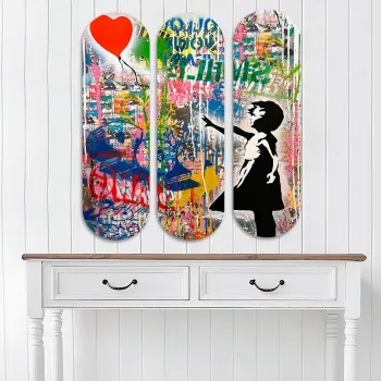 Set 3 tablouri decorative, 3KY3801, Imprimat UV, Multicolor imagine