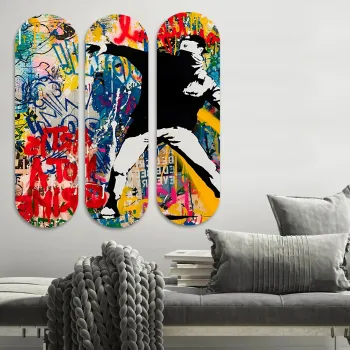 Set 3 tablouri decorative, 3KY3806, Imprimat UV, Multicolor imagine