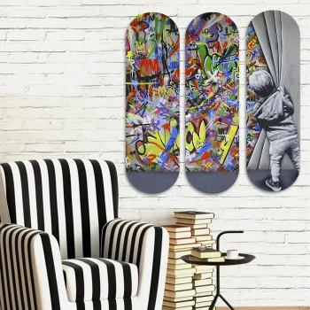 Set 3 tablouri decorative, 3KY3810, Imprimat UV, Multicolor imagine