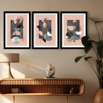 Set 3 tablouri decorative, 3p3752softct-015, Lemn, Multicolor imagine