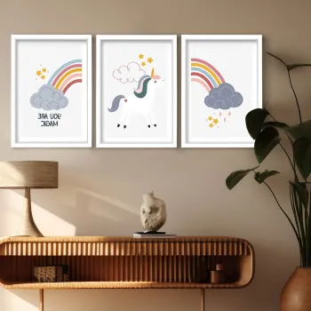 Set 3 tablouri decorative, 3p3752softct-017, Lemn, Multicolor imagine
