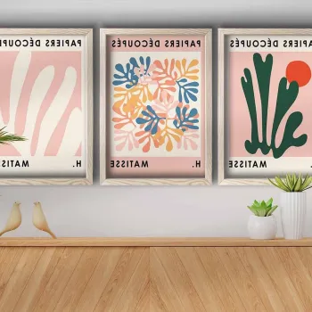 Set 3 tablouri decorative, 3P3853NISCT-009, Lemn, Multicolor imagine