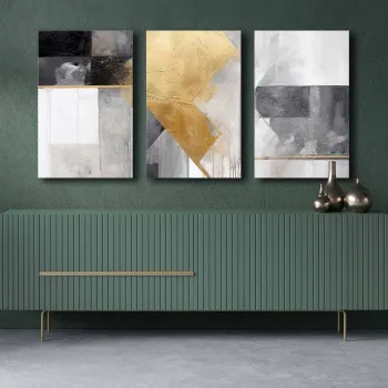 Set 3 tablouri decorative, 3P4570GSC-020, Lemn, Multicolor imagine