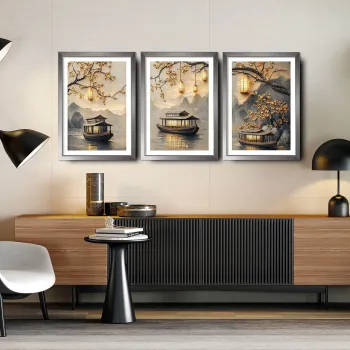 Set 3 tablouri decorative, 3Pantct-016, Cadru: 100% LEMN (Grosime: 1,9 cm), Multicolor imagine