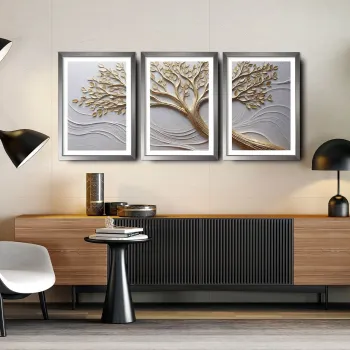Set 3 tablouri decorative, 3Pantct-023, Cadru: 100% LEMN (Grosime: 1,9 cm), Multicolor imagine