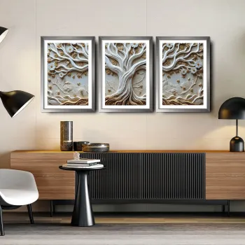 Set 3 tablouri decorative, 3Pantct-027, Cadru: 100% LEMN (Grosime: 1,9 cm), Multicolor imagine
