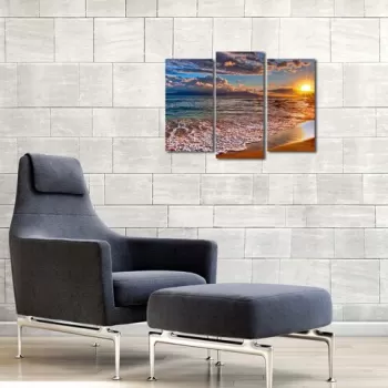 Set 3 tablouri decorative, 3PATHW-1, Canvas, 20 x 39 cm, 2 piese, Multicolor imagine