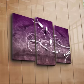 Set 3 tablouri decorative, 3PATK-100, Canvas, 20 x 39 cm, 2 piese, Multicolor imagine