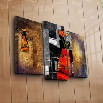 Set 3 tablouri decorative, 3PATK-103, Canvas, 20 x 39 cm, 2 piese, Multicolor imagine