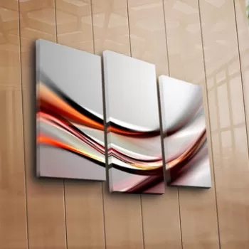 Set 3 tablouri decorative, 3PATK-106, Canvas, 20 x 39 cm, 2 piese, Multicolor imagine