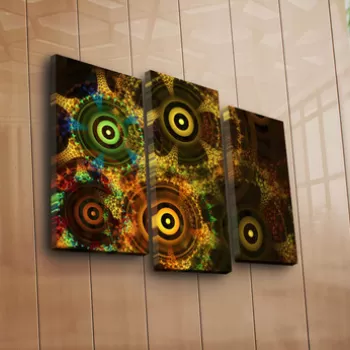 Set 3 tablouri decorative, 3PATK-109, Canvas, 20 x 39 cm, 2 piese, Multicolor imagine