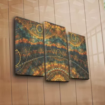 Set 3 tablouri decorative, 3PATK-110, Canvas, 20 x 39 cm, 2 piese, Multicolor imagine