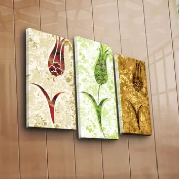 Set 3 tablouri decorative, 3PATK-82, Canvas, 20 x 39 cm, 2 piese, Multicolor imagine