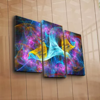 Set 3 tablouri decorative, 3PATK-84, Canvas, 20 x 39 cm, 2 piese, Multicolor imagine