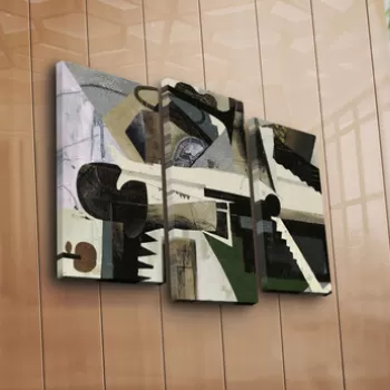 Set 3 tablouri decorative, 3PATK-86, Canvas, 20 x 39 cm, 2 piese, Multicolor imagine