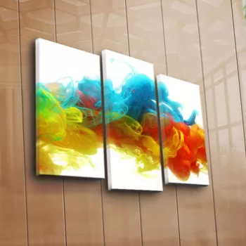 Set 3 tablouri decorative, 3PATK-87, Canvas, 20 x 39 cm, 2 piese, Multicolor imagine