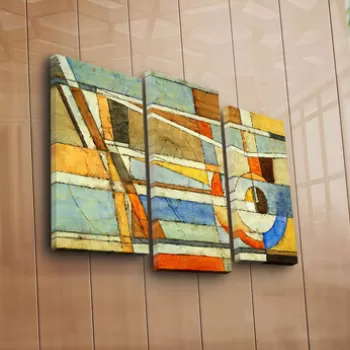 Set 3 tablouri decorative, 3PATK-88, Canvas, 20 x 39 cm, 2 piese, Multicolor imagine