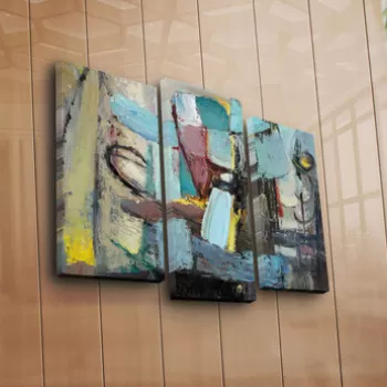 Set 3 tablouri decorative, 3PATK-89, Canvas, 20 x 39 cm, 2 piese, Multicolor imagine
