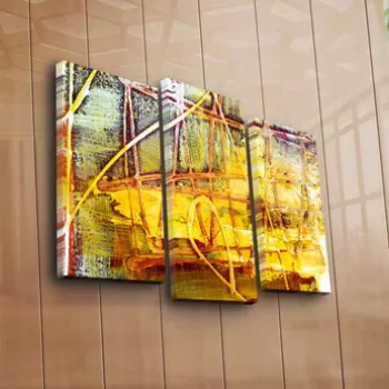 Set 3 tablouri decorative, 3PATK-94, Canvas, 20 x 39 cm, 2 piese, Multicolor imagine