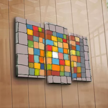 Set 3 tablouri decorative, 3PATK-95, Canvas, 20 x 39 cm, 2 piese, Multicolor imagine