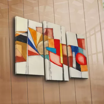 Set 3 tablouri decorative, 3PATK-97, Canvas, 20 x 39 cm, 2 piese, Multicolor imagine