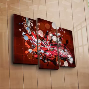 Set 3 tablouri decorative, 3PATK-98, Canvas, 20 x 39 cm, 2 piese, Multicolor imagine